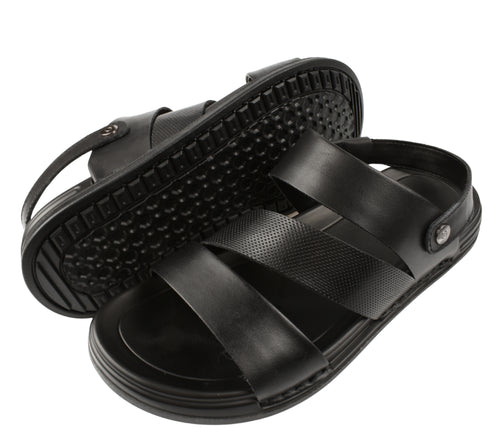 Sandale casual, barbati, MELS 2904, negru, piele naturala